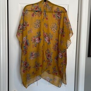 Floral Yellow Kimono Shawl